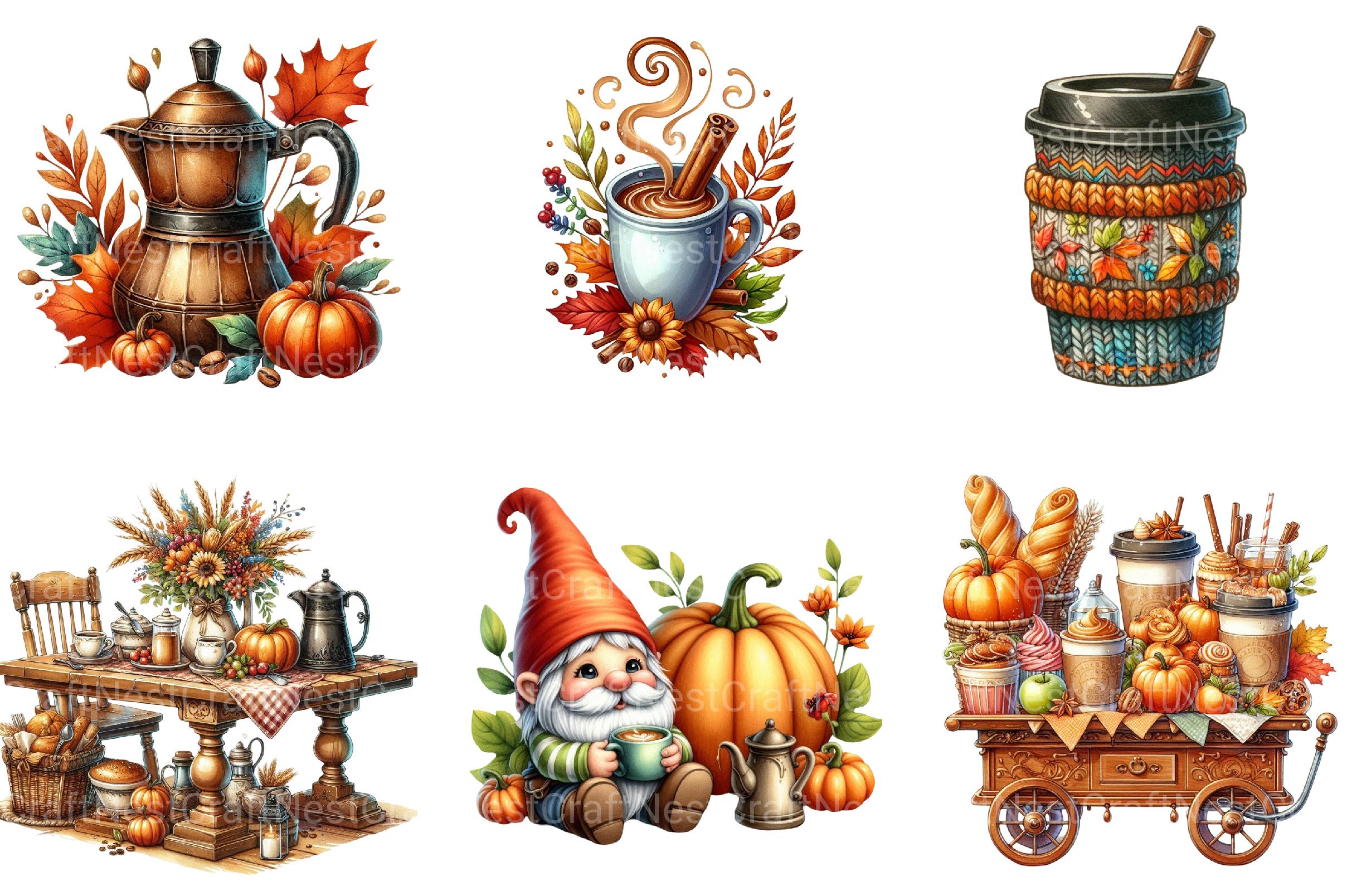 Fall Coffee Clipart - CraftNest - Digital Crafting and Art