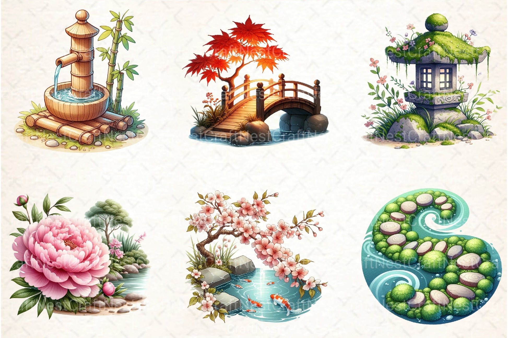 Japanese Garden Clipart Bundle - CraftNest - Digital Crafting and Art