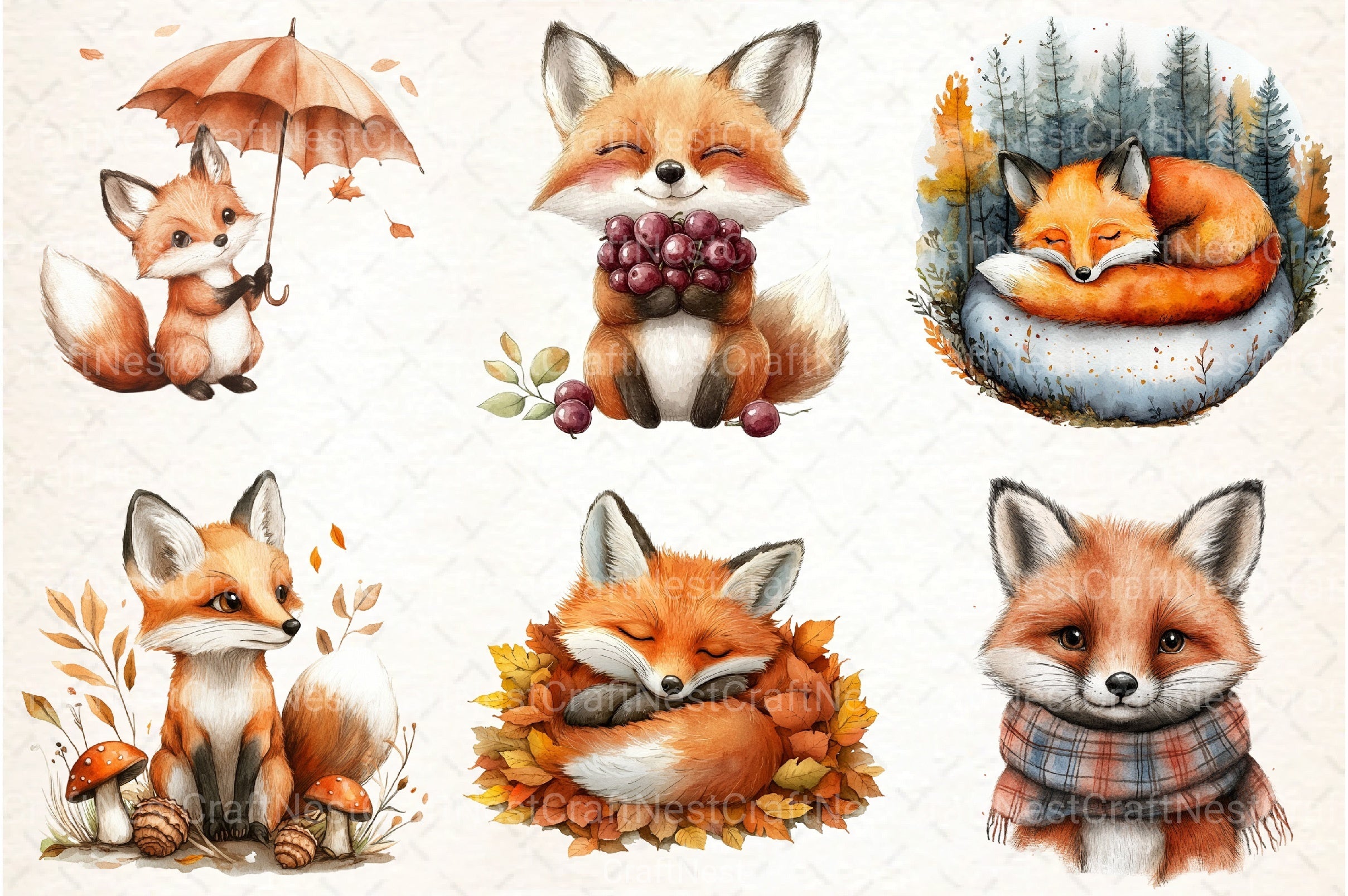Autumn Fox Clipart Bundle 99 - CraftNest - Digital Crafting and Art