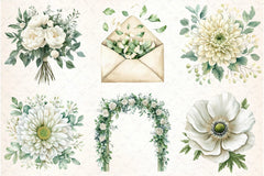 Sage Green and Ivory Floral Clipart Bundle - CraftNest - Digital Crafting and Art