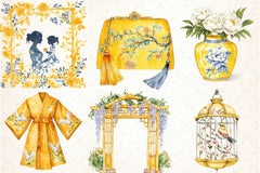 Yellow Chinoiserie Mother's Day Clipart Bundle 3 - CraftNest - Digital Crafting and Art