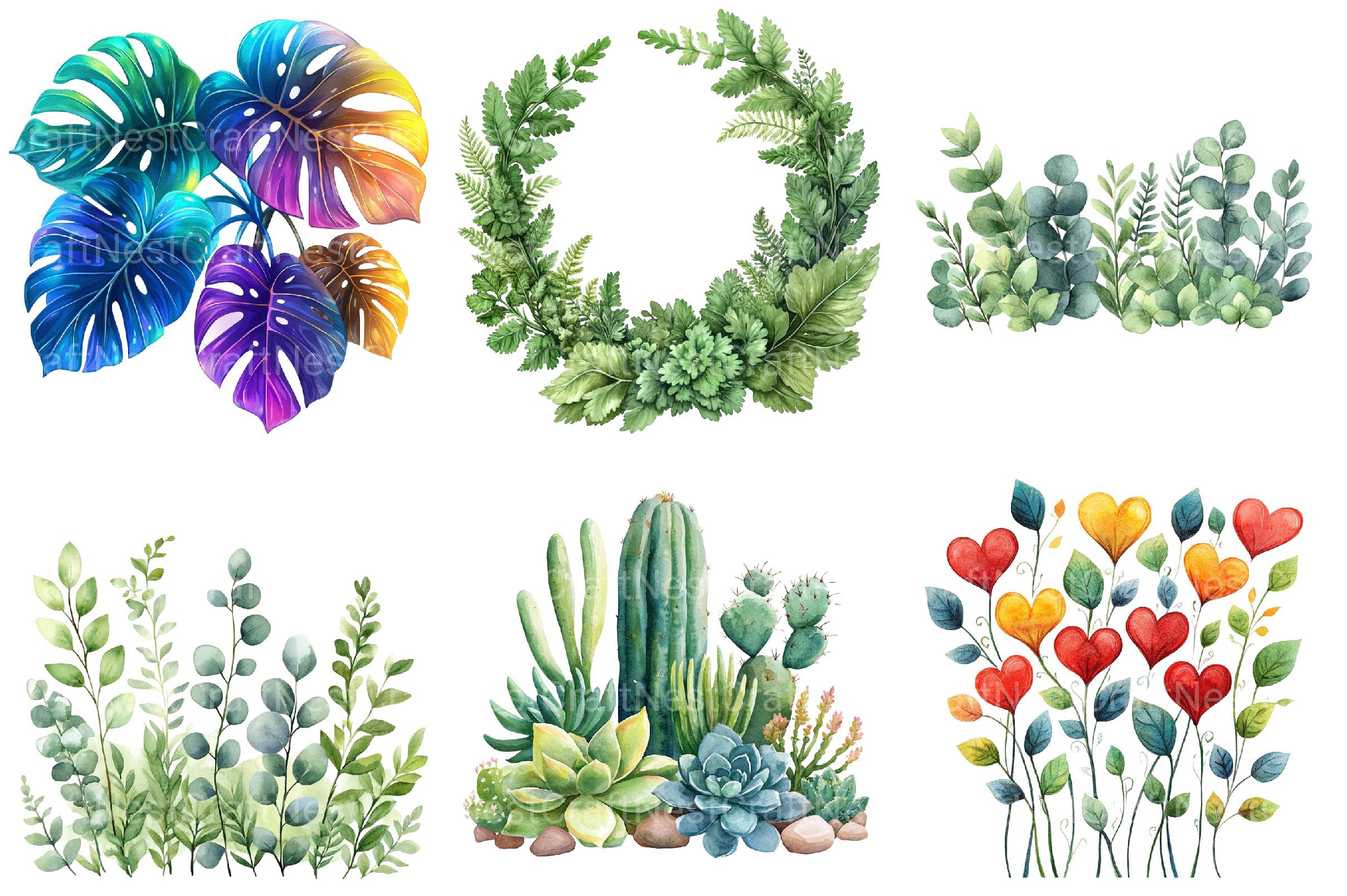 Green Summer Foliage Clipart - CraftNest - Digital Crafting and Art