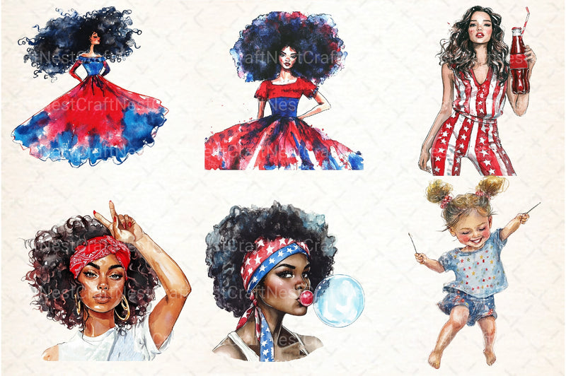 4th July Girls Clipart Bundle - CraftNest - Digital Crafting and Art