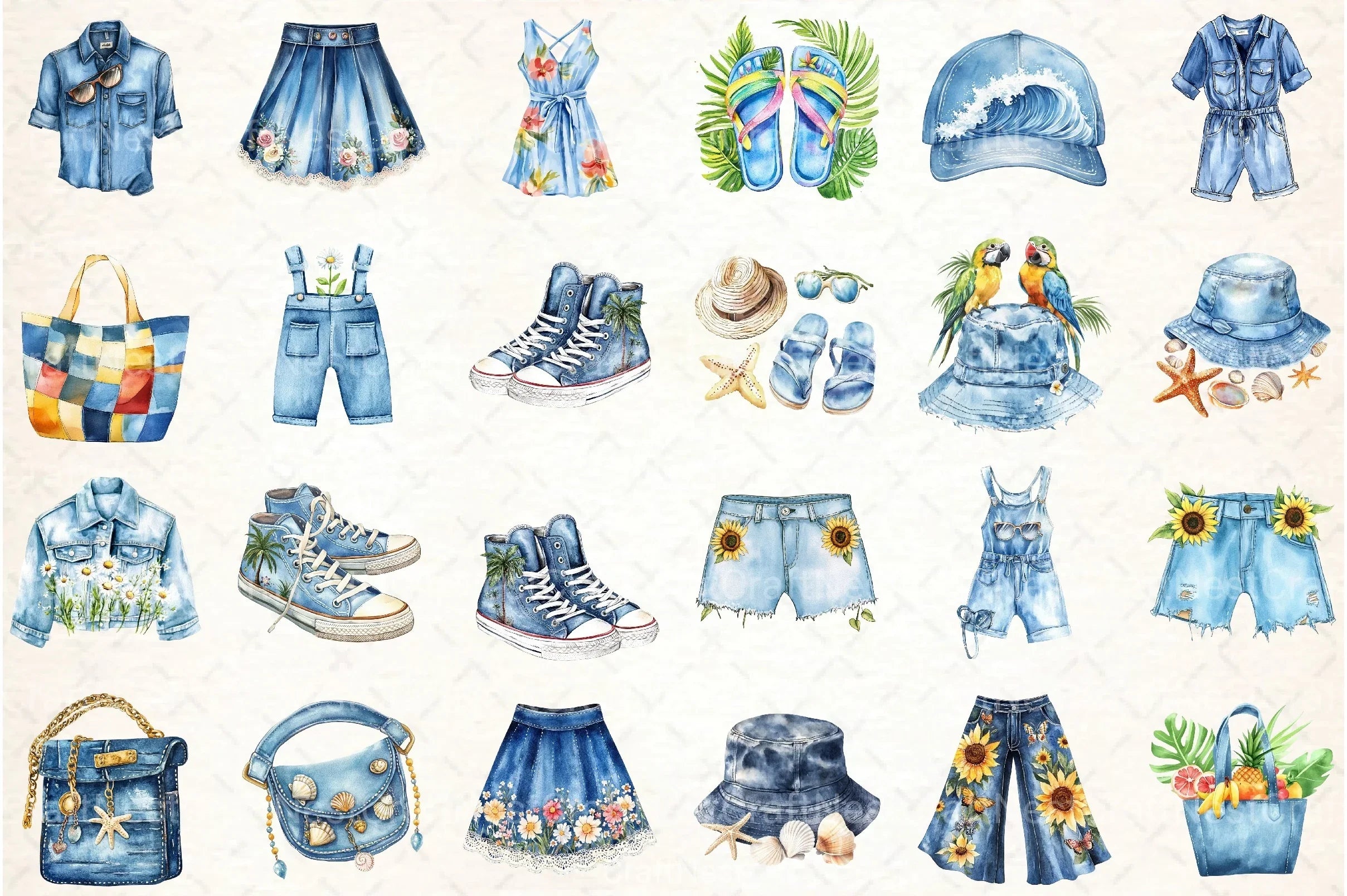 Summer Denim Clipart Bundle 18 - CraftNest - Digital Crafting and Art