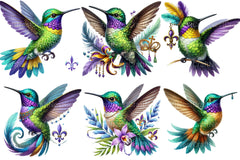 Mardi Gras Hummingbird Clipart Bundle - CraftNest - Digital Crafting and Art