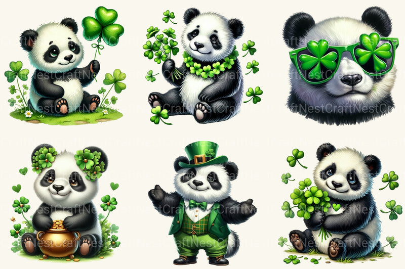 St Patrick's Panda Clipart Bundle - CraftNest - Digital Crafting and Art