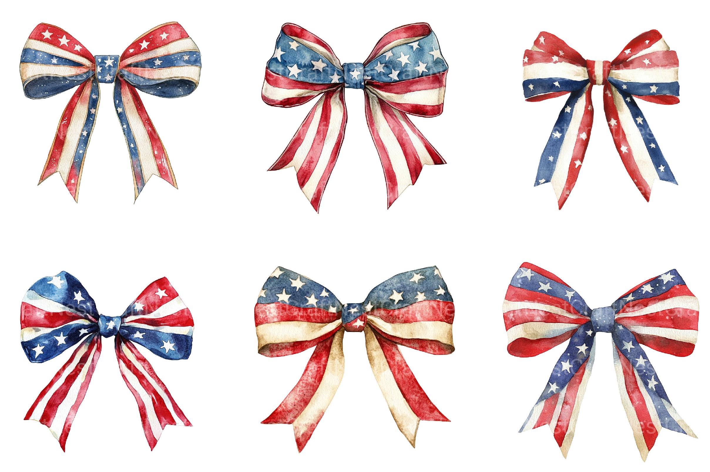 4th of July Bow Sublimation Clipart - CraftNest - Digital Crafting and Art