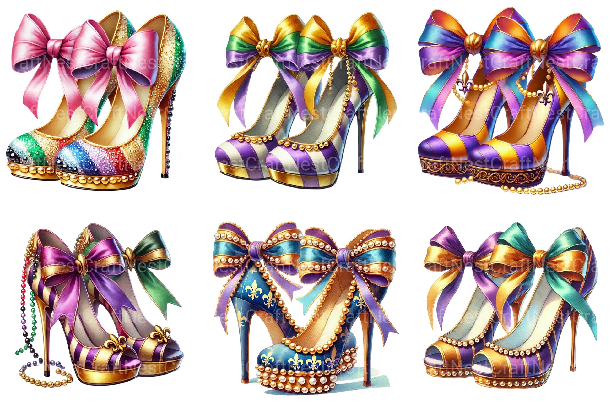 Mardi Gras High Heels Clipart Bundle - CraftNest - Digital Crafting and Art