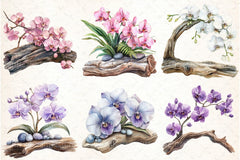 Exclusive Orchid Ikebana on Driftwood Clipart Bundle - CraftNest - Digital Crafting and Art