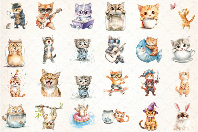 Funny Cats Clipart Bundle 99 - CraftNest - Digital Crafting and Art