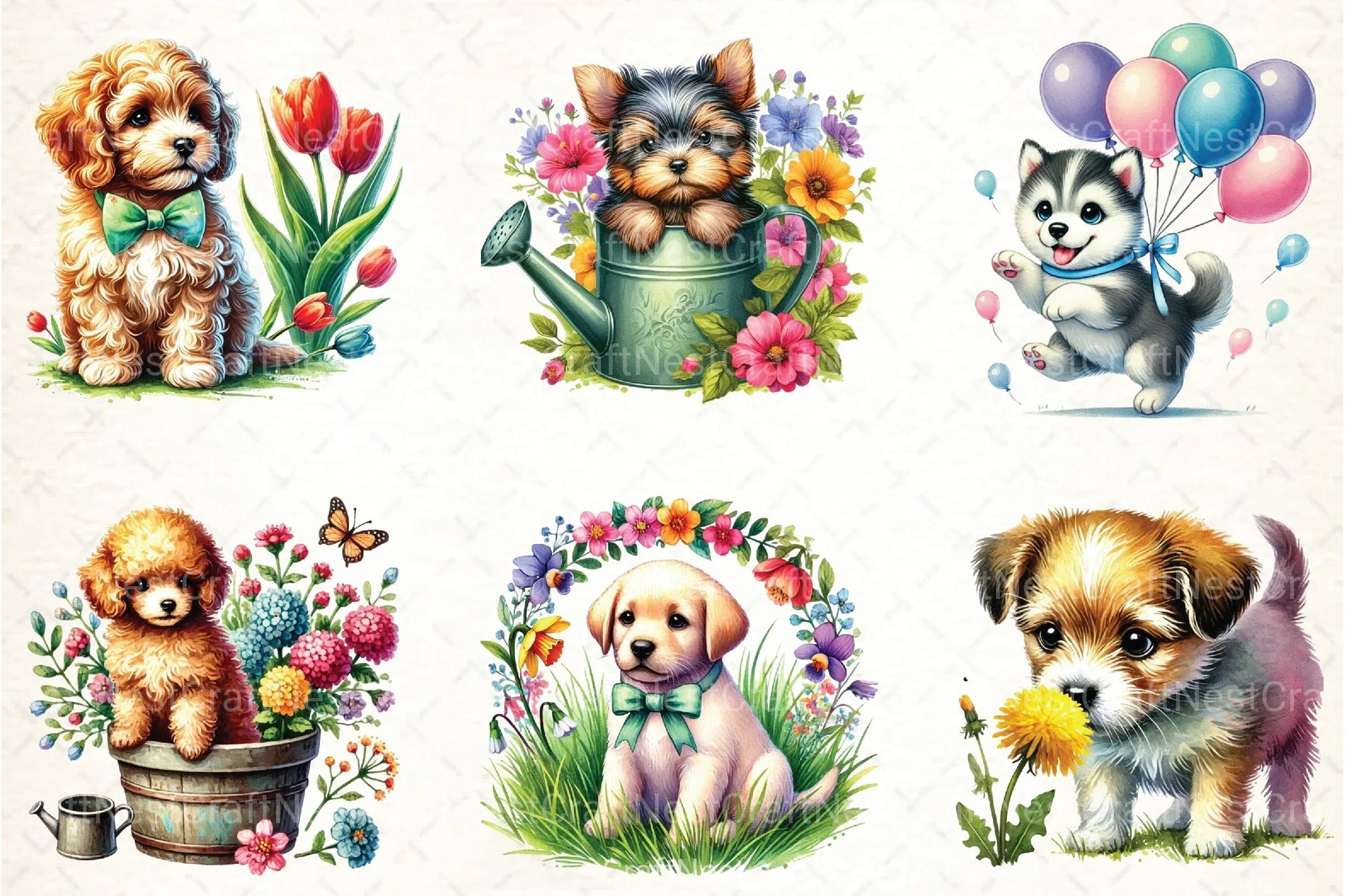 Cute Spring Puppy Clipart Bundle 77 - CraftNest - Digital Crafting and Art