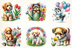 Cute Spring Puppy Clipart Bundle 77 - CraftNest - Digital Crafting and Art