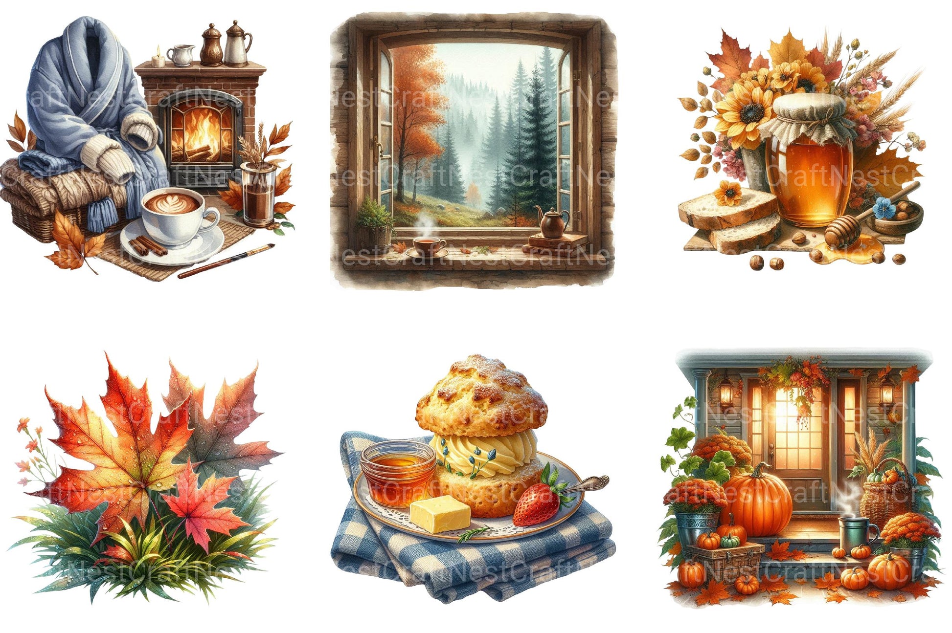 Morning Fall Clipart Bundle - CraftNest - Digital Crafting and Art