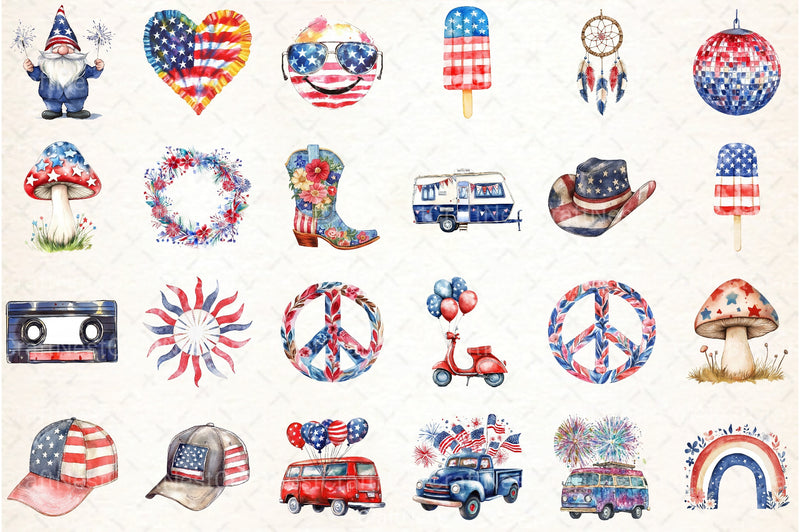 Retro 4th of July Clipart Bundle 13 - CraftNest - Digital Crafting and Art
