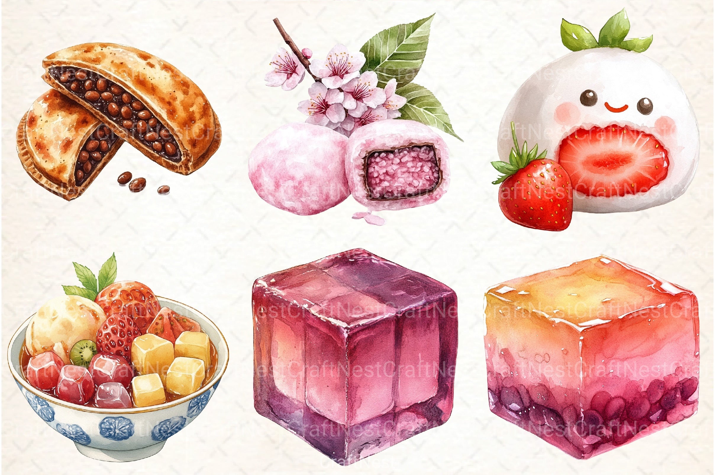 Japanese Dessert Clipart Bundle - CraftNest - Digital Crafting and Art