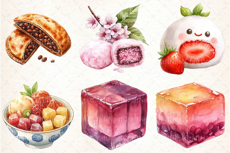 Japanese Dessert Clipart Bundle - CraftNest - Digital Crafting and Art