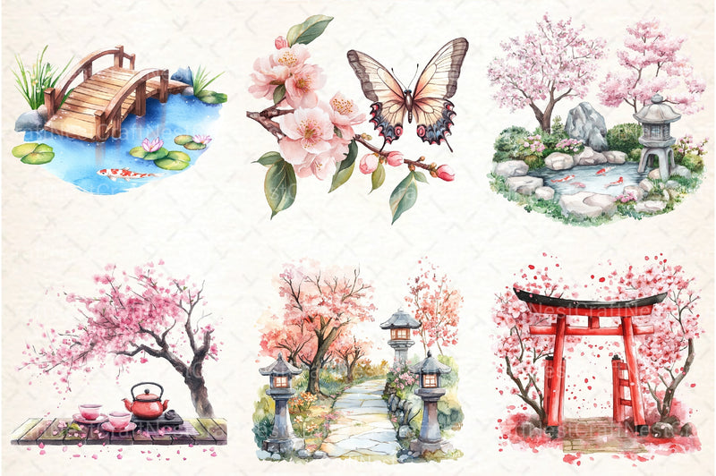 Japanese Spring Garden Clipart Bundle - CraftNest - Digital Crafting and Art