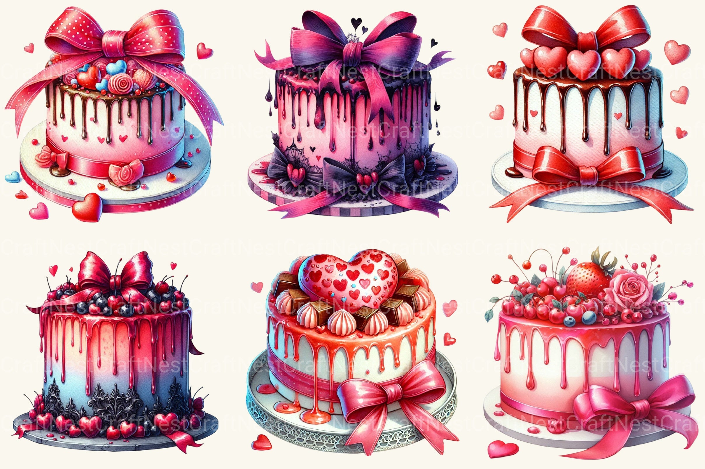 Valentine Drooping Cake Clipart Bundle - CraftNest - Digital Crafting and Art