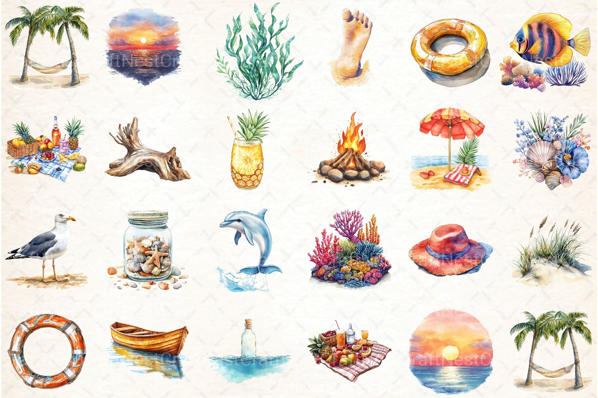 Beach Nature Clipart Bundle - CraftNest - Digital Crafting and Art
