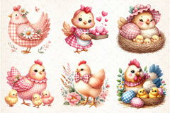 Pink Gingham Hen Mother's Day Clipart Bundle - CraftNest - Digital Crafting and Art