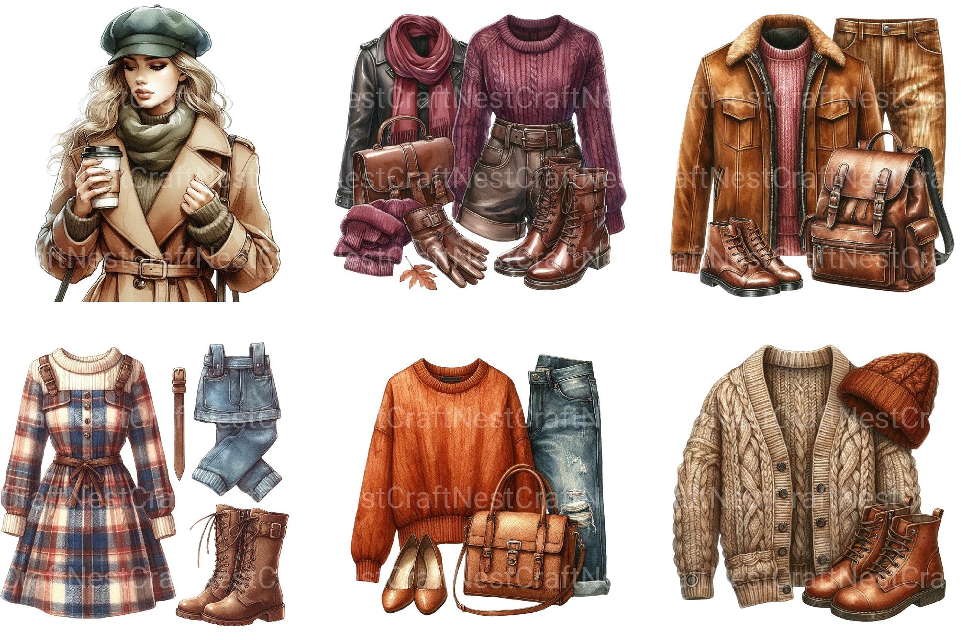 Autumn Fashion Clipart - CraftNest - Digital Crafting and Art