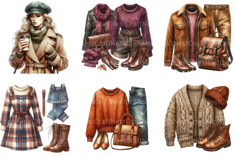 Autumn Fashion Clipart - CraftNest - Digital Crafting and Art