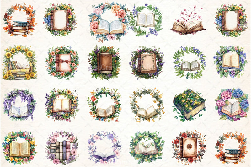Vibrant Flower Wreath Clipart Bundle for Book Design - CraftNest - Digital Crafting and Art