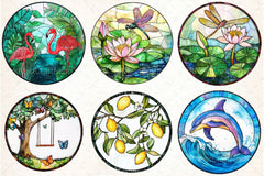 Round Stained Glass Summer Clipart Bundle 99 - CraftNest - Digital Crafting and Art