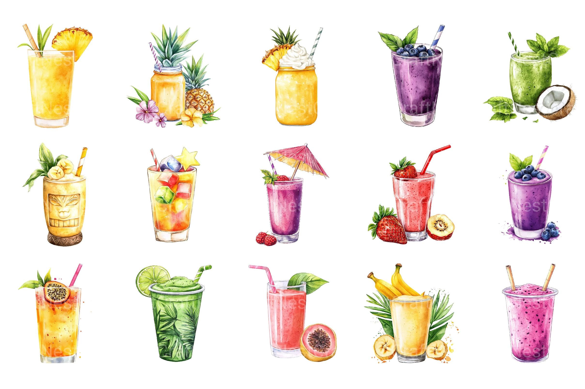 Summer Tropical Smoothie Cup Clipart - CraftNest - Digital Crafting and Art