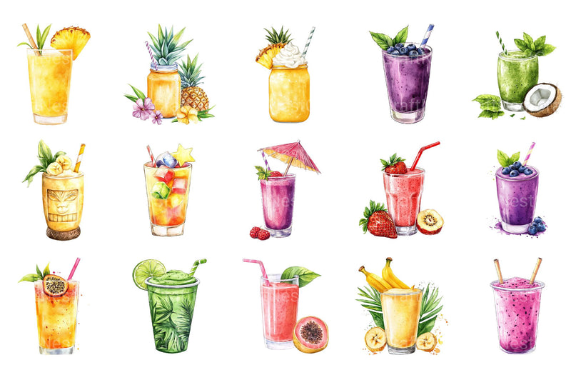 Summer Tropical Smoothie Cup Clipart - CraftNest - Digital Crafting and Art
