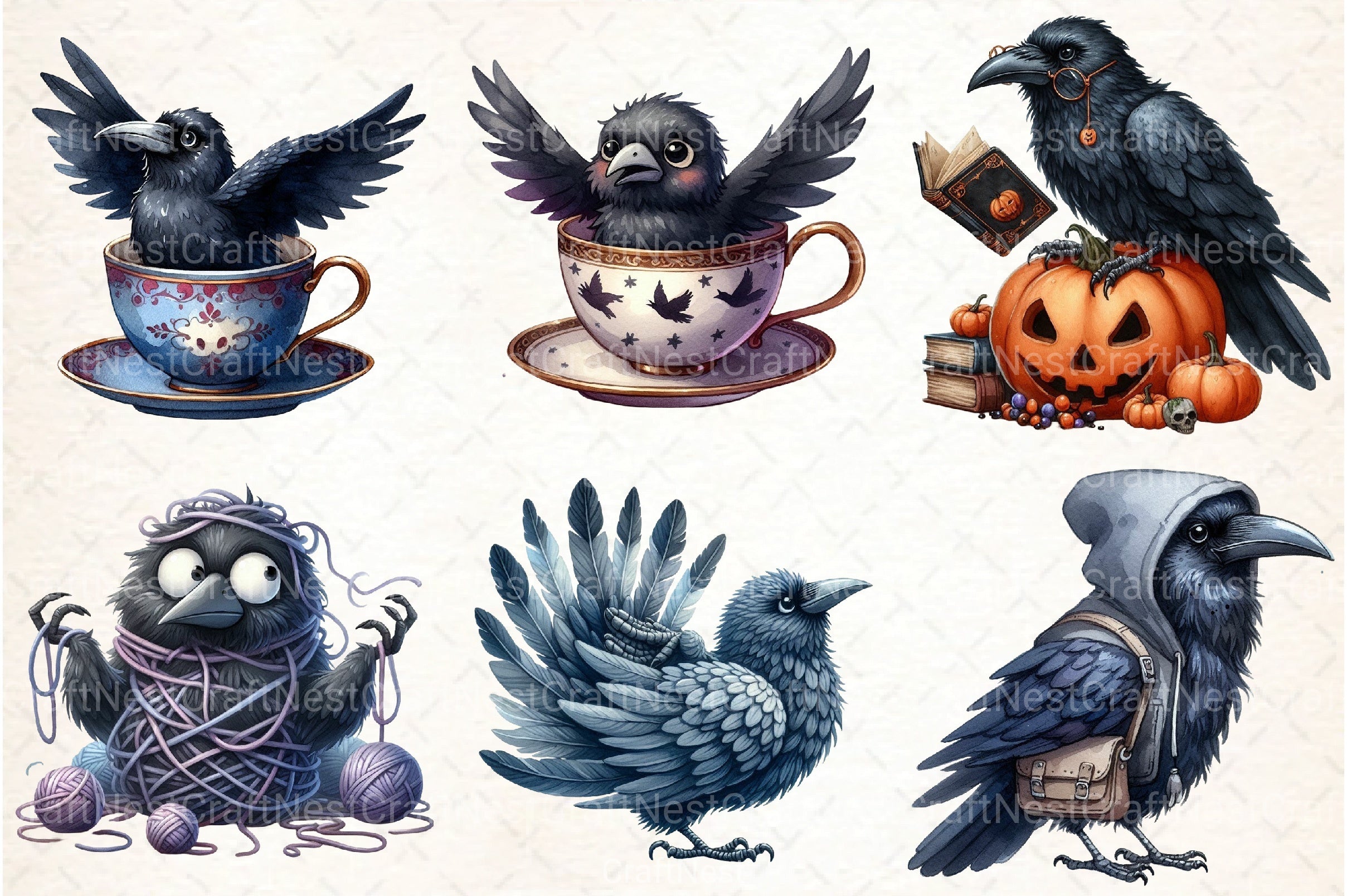 Funny Raven Clipart Bundle - CraftNest - Digital Crafting and Art