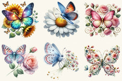 Flower Butterfly Clipart Bundle - CraftNest - Digital Crafting and Art
