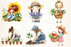 Cute Girl Gardener Clipart Bundle - CraftNest - Digital Crafting and Art