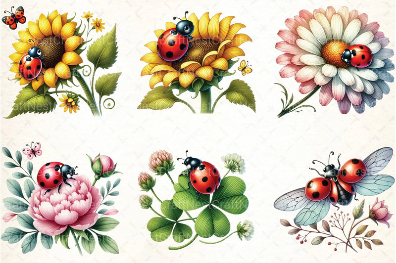 Spring Ladybug Clipart Bundle 1 - CraftNest - Digital Crafting and Art