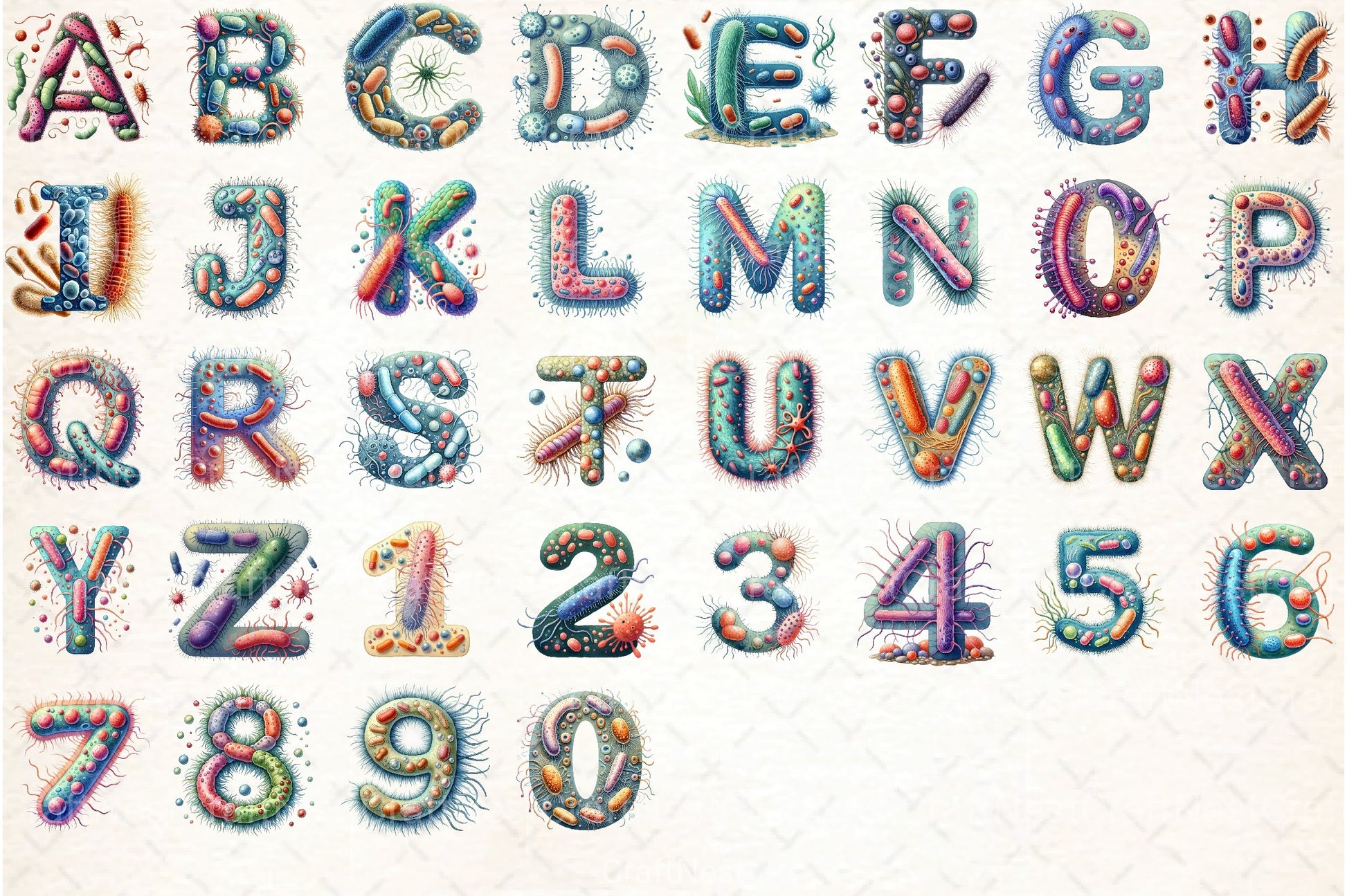 Bacteria Alphabet Clipart Bundle - CraftNest - Digital Crafting and Art