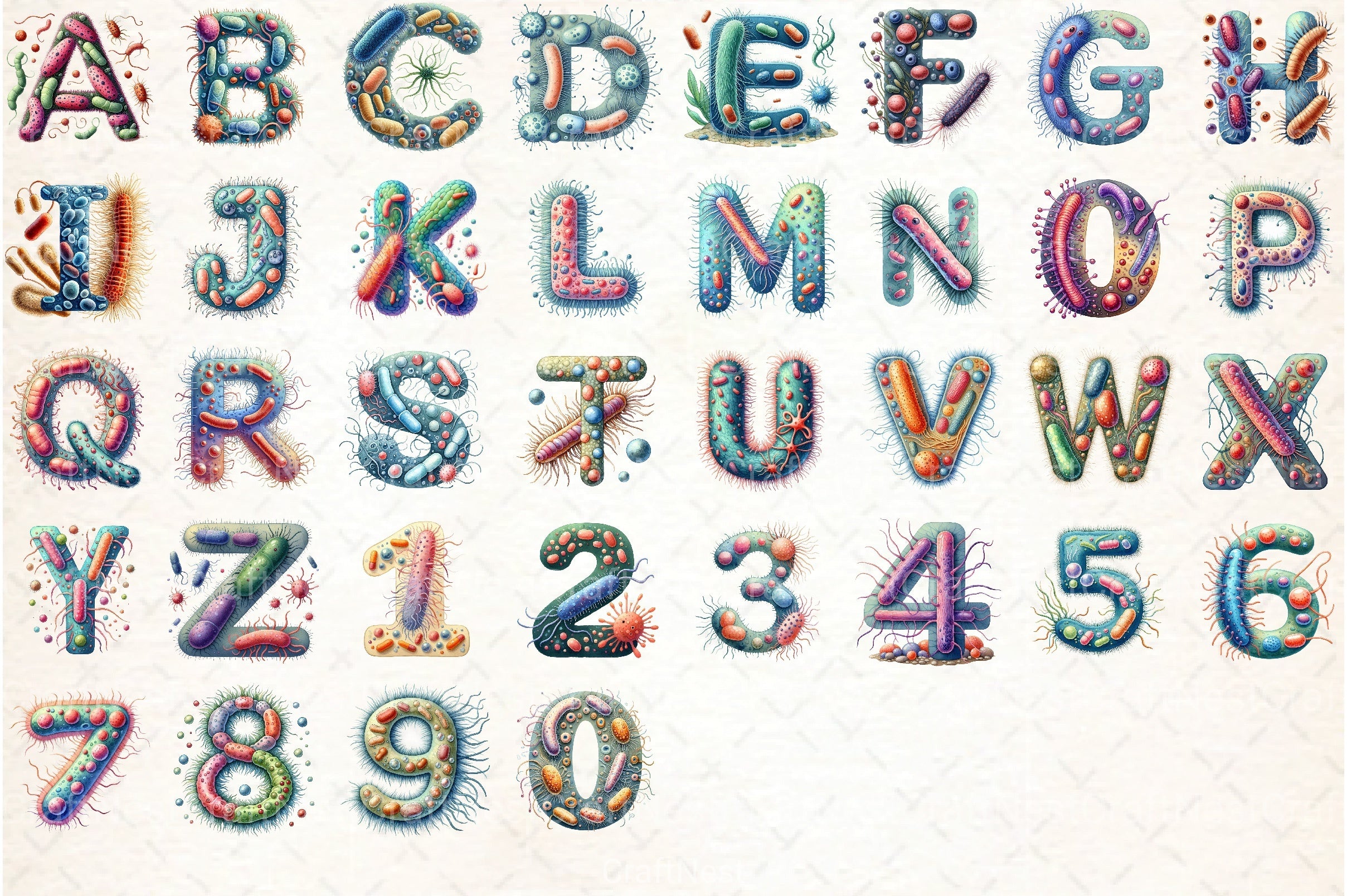 Bacteria Alphabet Clipart Bundle - CraftNest - Digital Crafting and Art