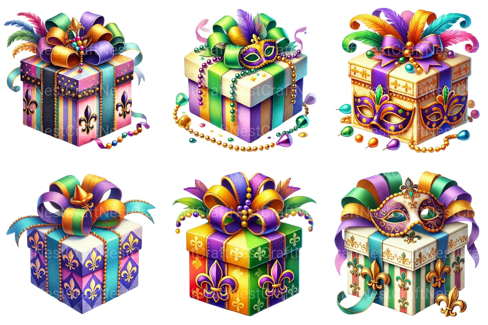 Mardi Gras Gift Box Clipart Bundle - CraftNest - Digital Crafting and Art