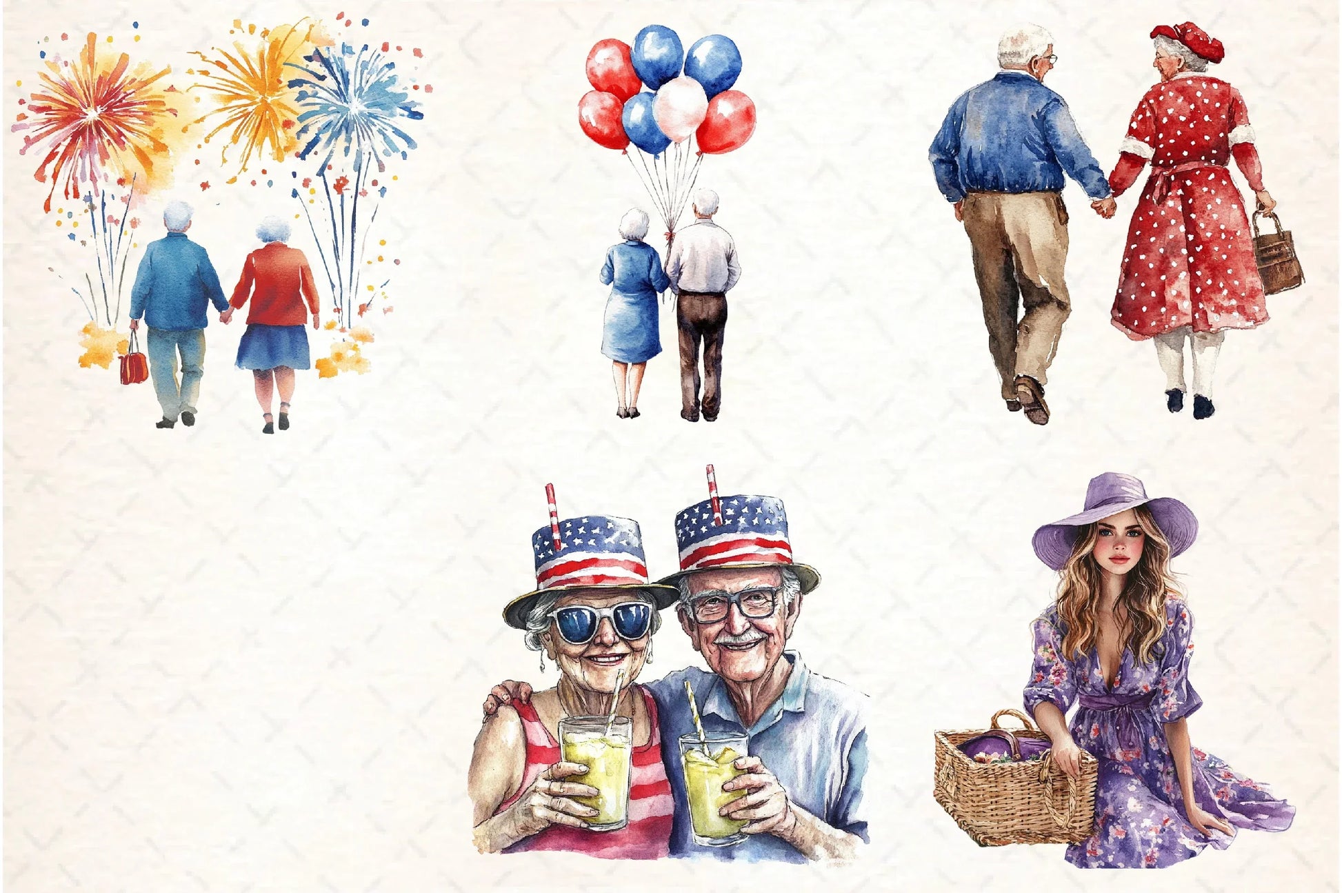 Old Couple 4th of July Clipart Bundle - CraftNest - Digital Crafting and Art