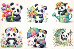 Cute Spring Panda Clipart Bundle 99 - CraftNest - Digital Crafting and Art