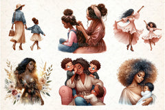 Mother's Day Black Mom Clipart Bundle - CraftNest - Digital Crafting and Art