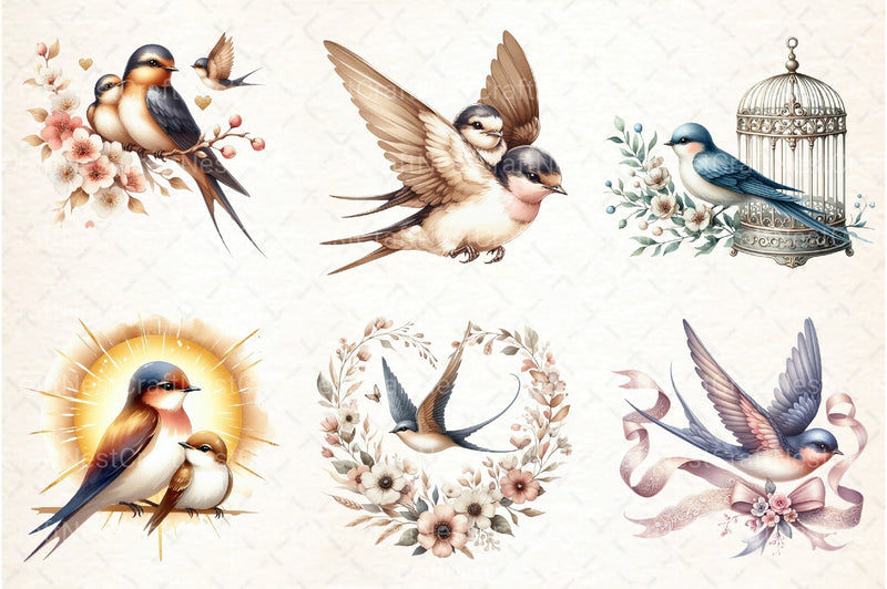 Swallow Mother's Day Clipart Bundle - CraftNest - Digital Crafting and Art