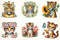 Cute Spring Tiger Clipart Bundle 33 - CraftNest - Digital Crafting and Art