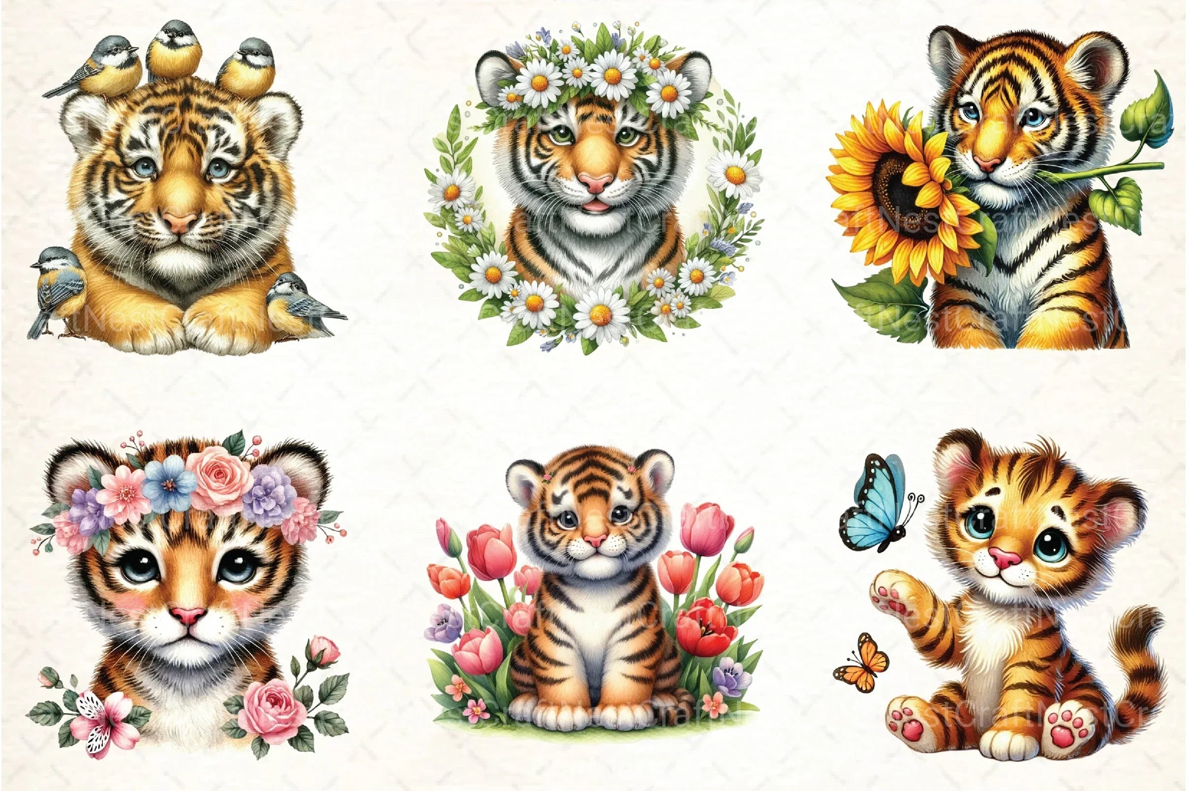 Cute Spring Tiger Clipart Bundle 33 - CraftNest - Digital Crafting and Art