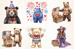 Teddy Bears 4th of July Clipart Bundle - CraftNest - Digital Crafting and Art