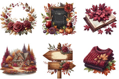 Burgundy Autumn Clipart - CraftNest - Digital Crafting and Art