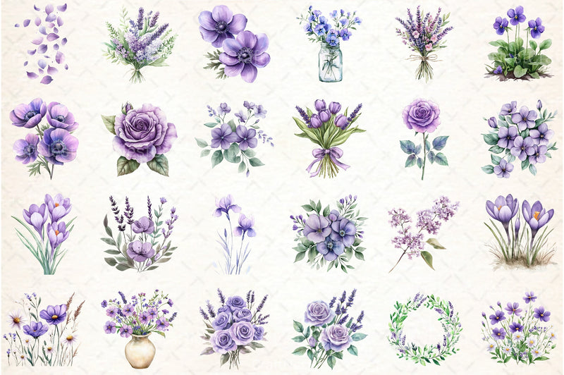 Purple Spring Clipart Bundle 1 - CraftNest - Digital Crafting and Art