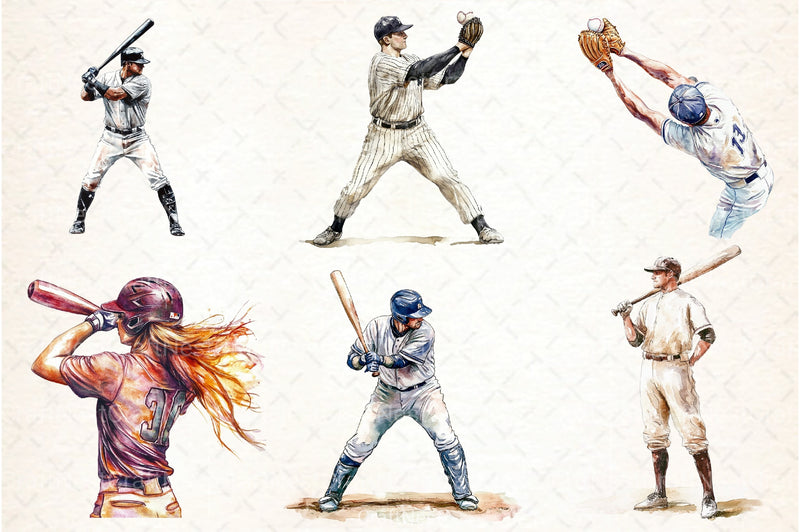 Baseball Players Clipart Bundle - CraftNest - Digital Crafting and Art
