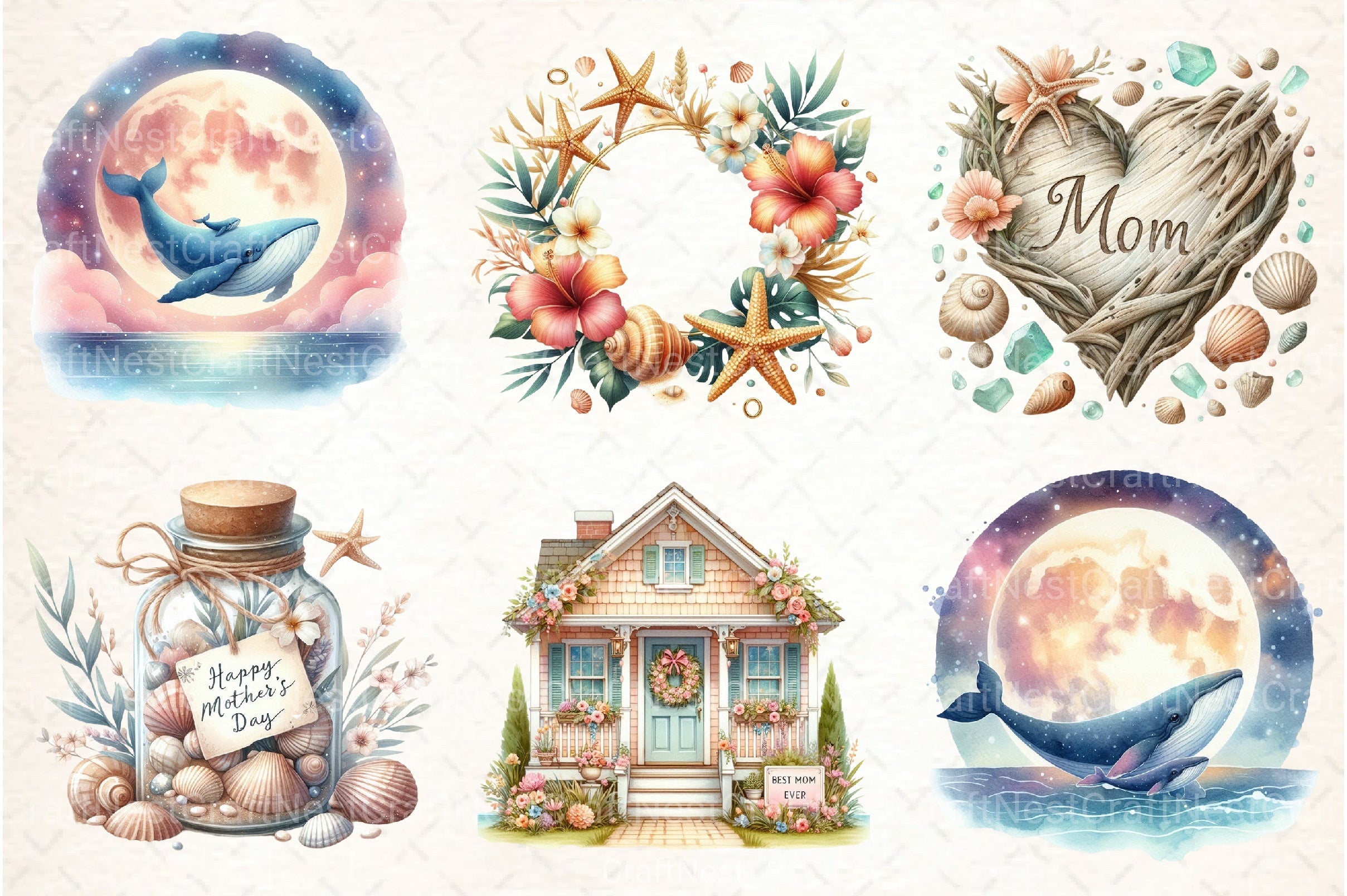 Mother's Day Beach Clipart Bundle - CraftNest - Digital Crafting and Art