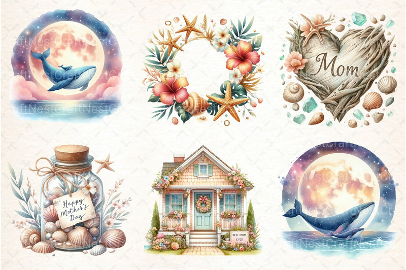 Mother's Day Beach Clipart Bundle - CraftNest - Digital Crafting and Art