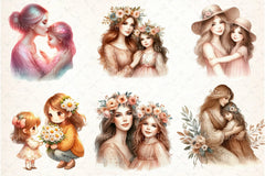 Mother's Day Mum and Daughter Clipart Bundle - CraftNest - Digital Crafting and Art